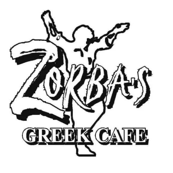 Logo of Zorba's Greek Cafe featuring a dancing figure