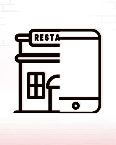 Stylized restaurant icon with a mobile phone
