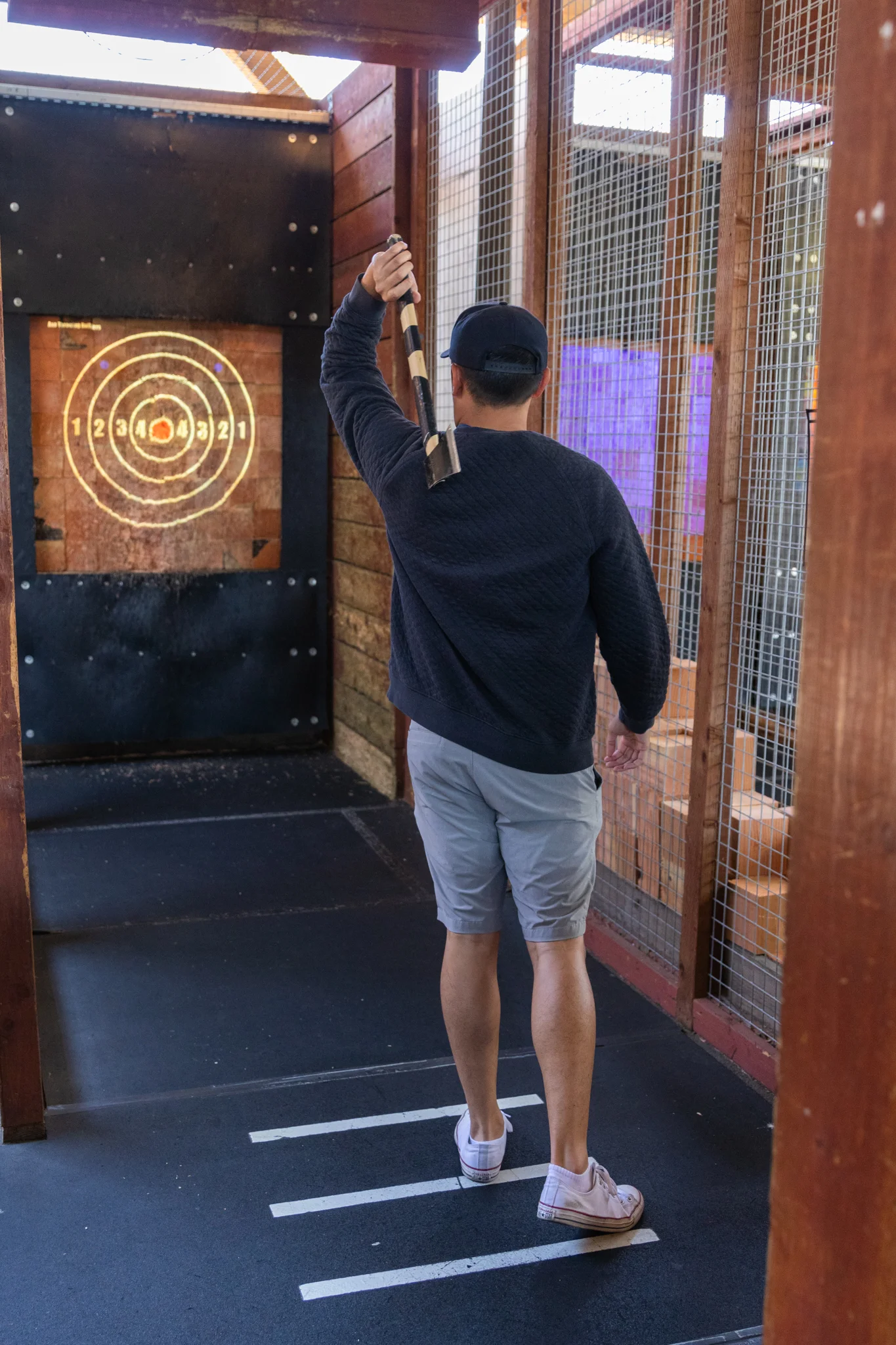 Man throwing an axe