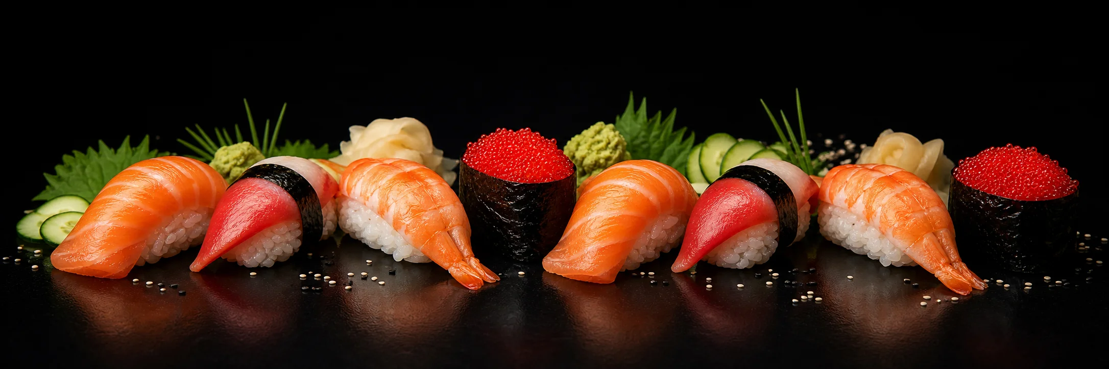 Japanese sushi roll with shrimp and cheese