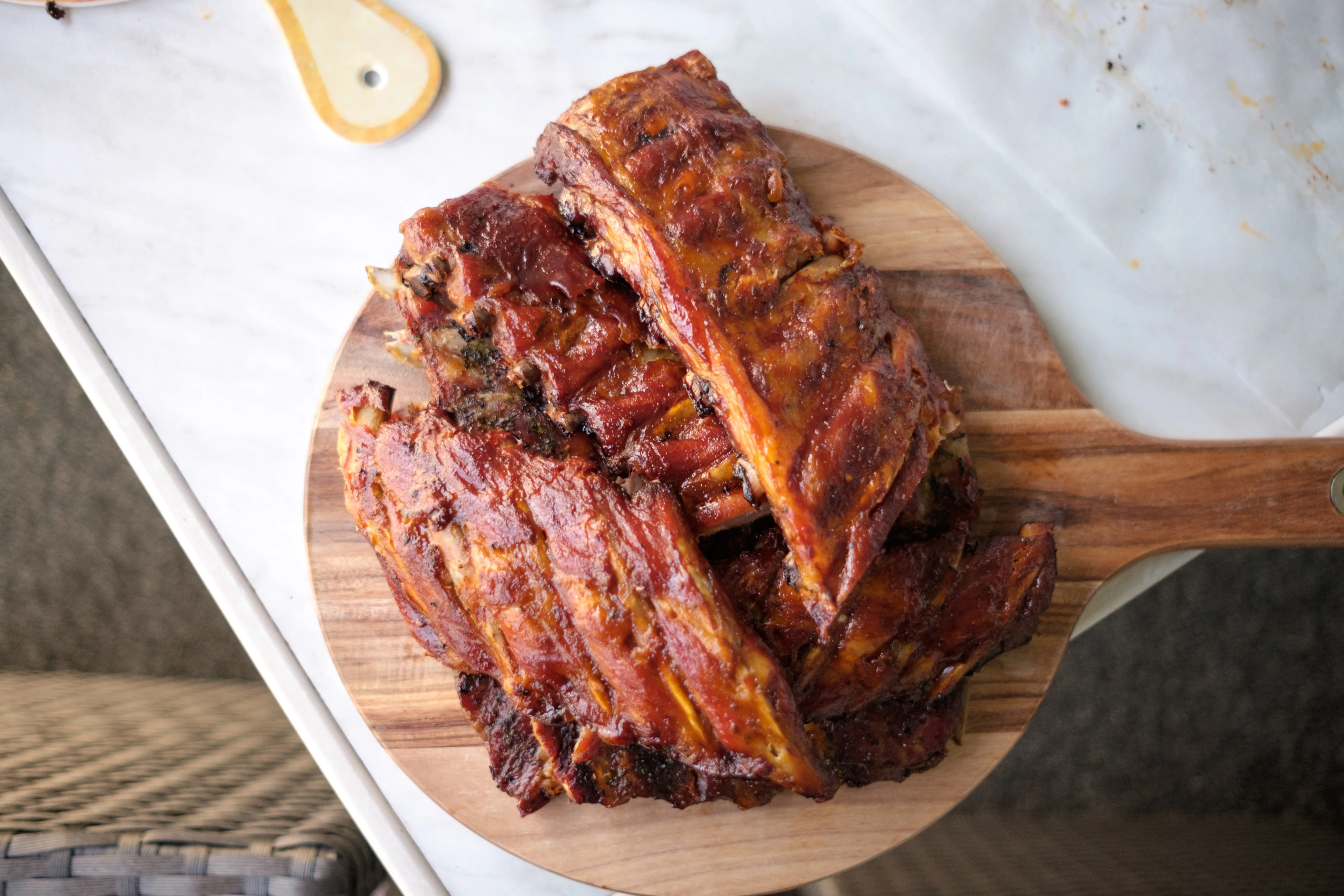 Ribs on wood board