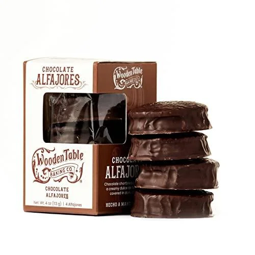 Wooden Table Chocolate Alfajores Cookies