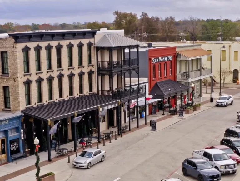 Charming historic street with restaurants and shops