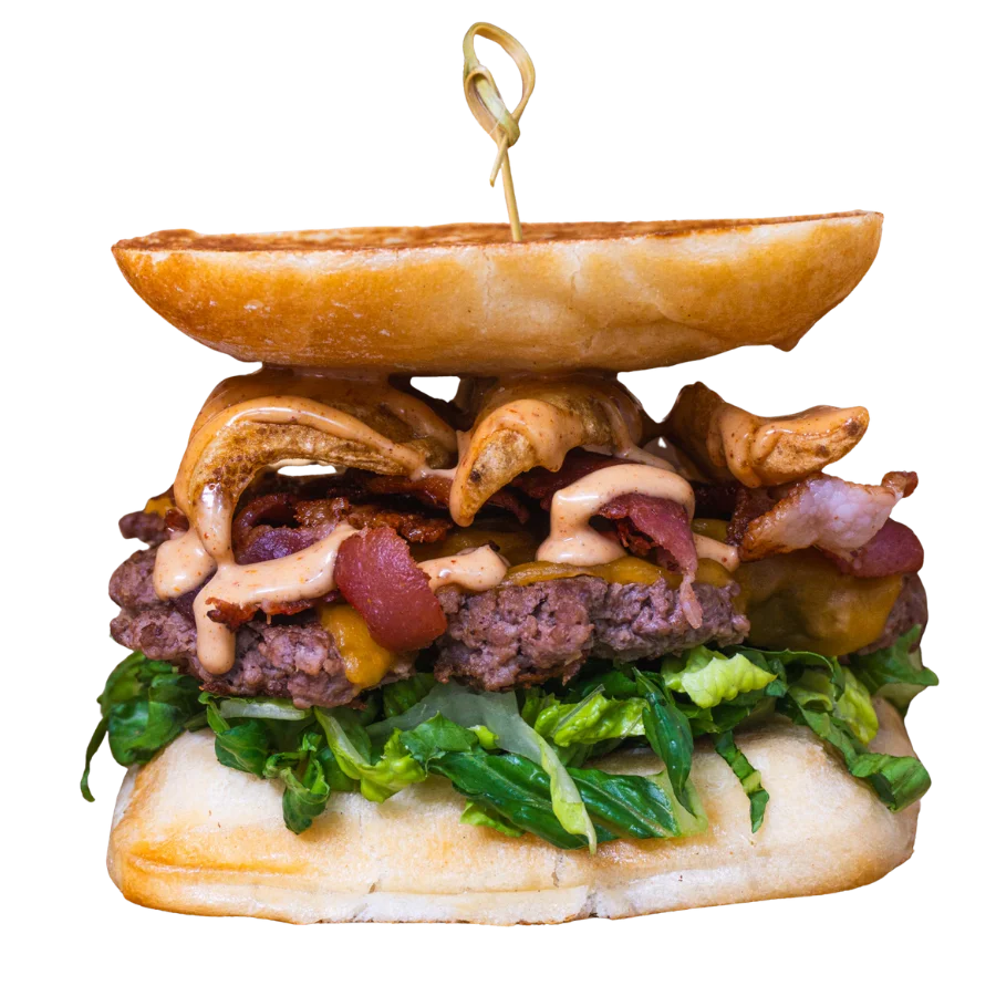Juicy cheeseburger with lettuce and special sauce