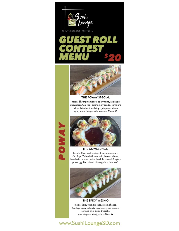 Poway guest roll menu