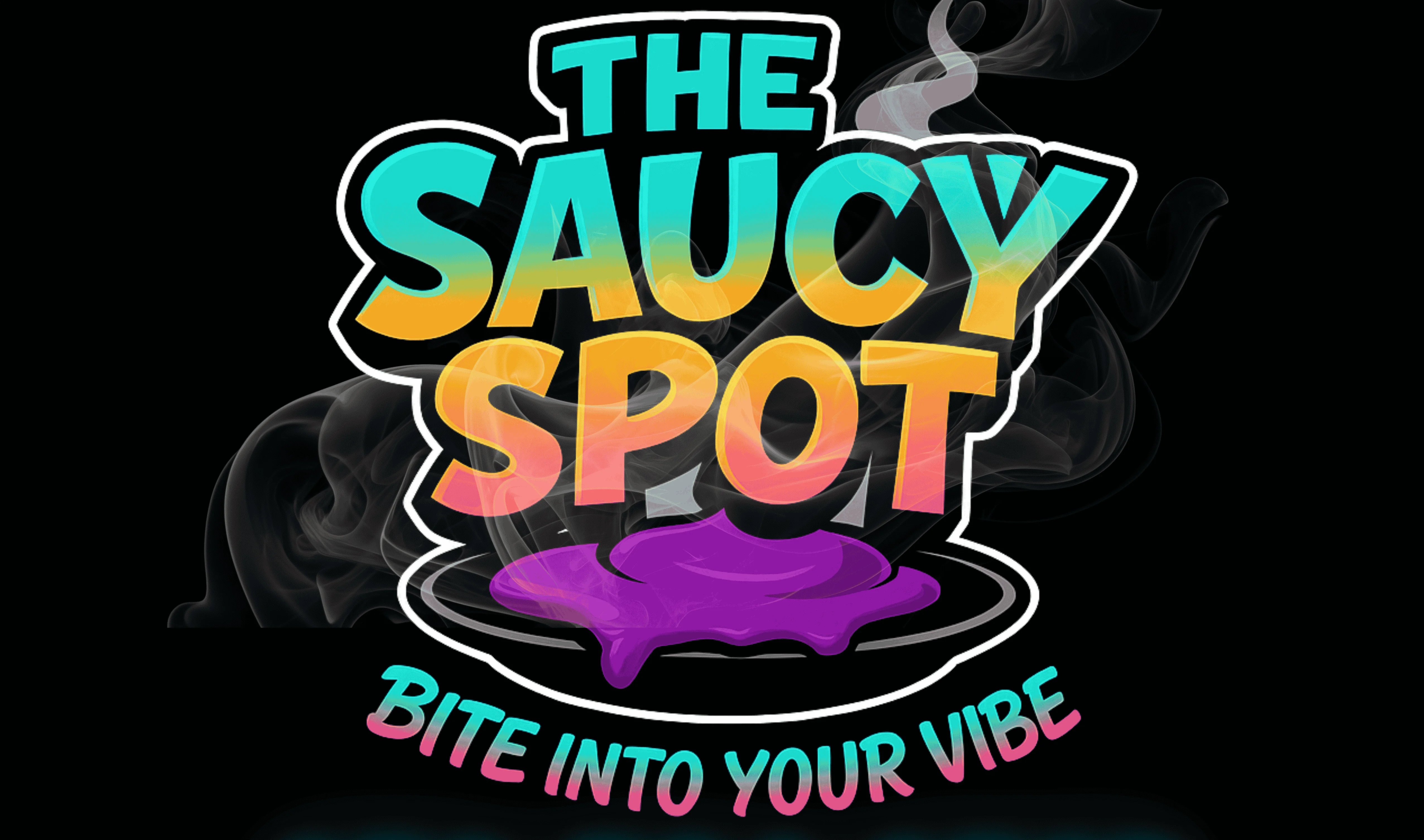 Logo of The Saucy Spot restaurant with vibrant colors and playful design