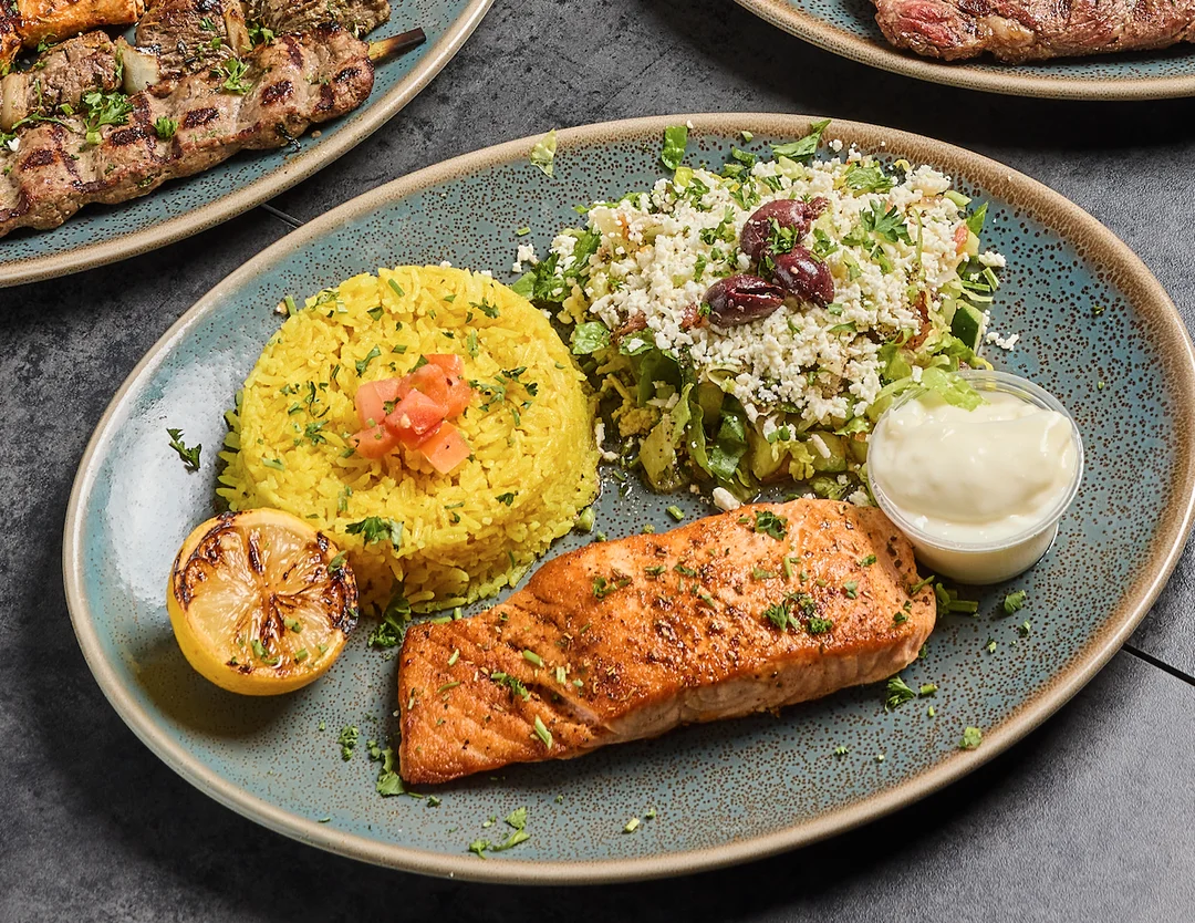 Salmon fillet platter from Sufrat Grill