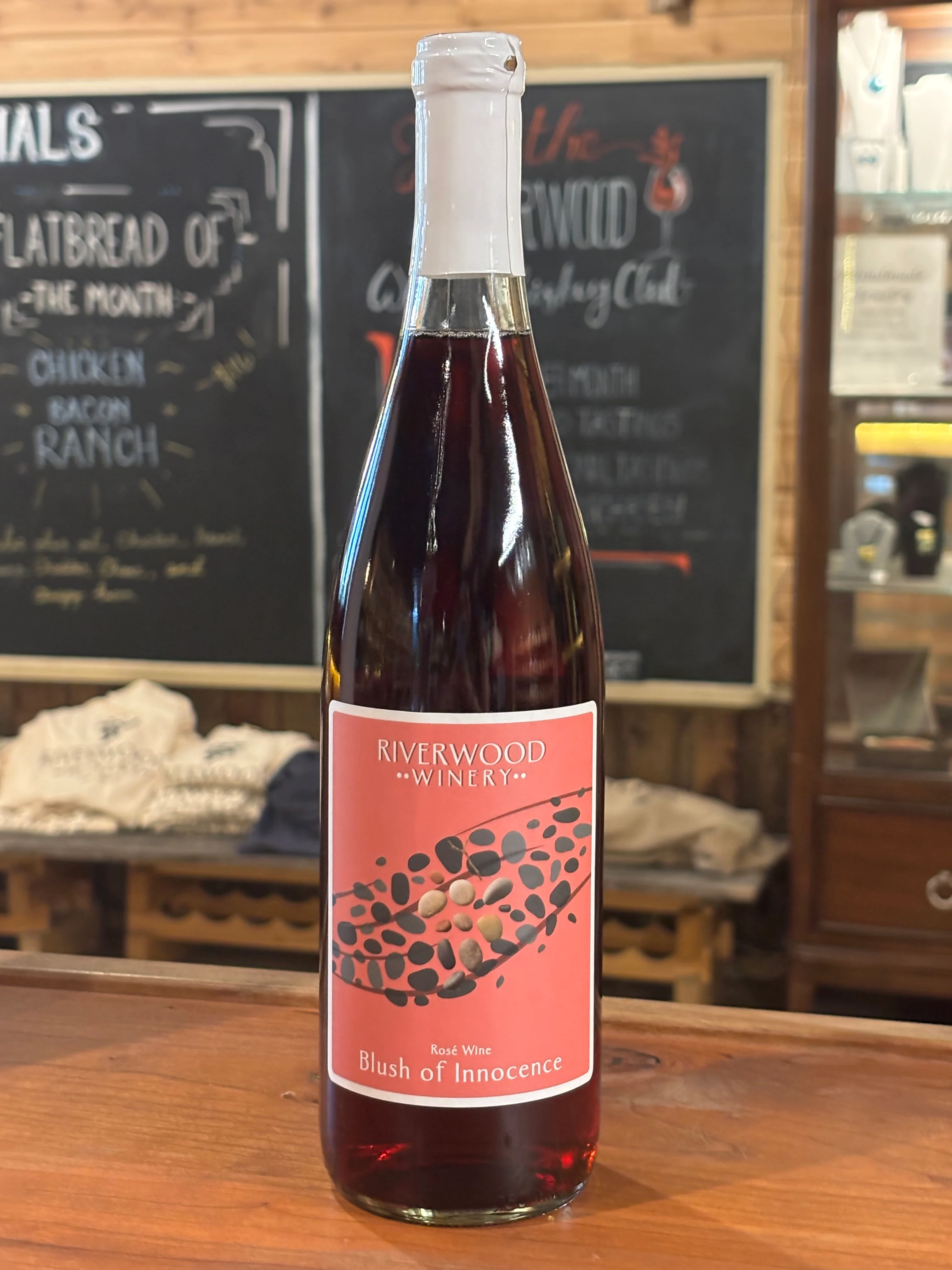 Bottle of Riverwood Winery's Blush of Innocence rosé wine