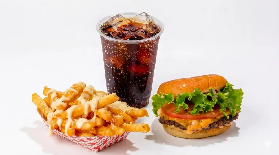 Maple Macon smash burger with fries combo