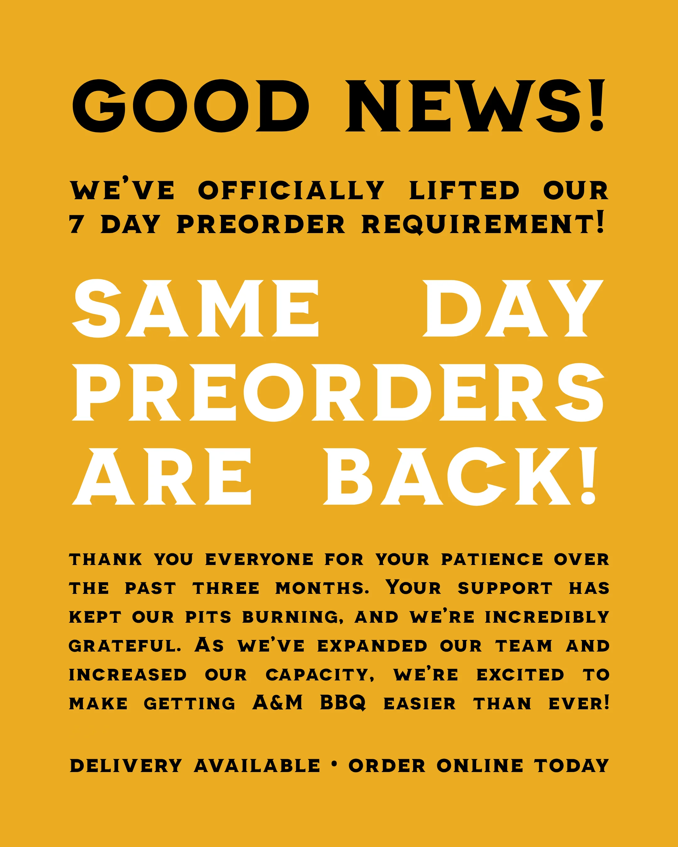 Instructions for preordering food at a restaurant