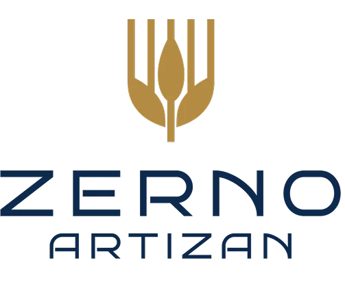Zerno Artizan logo featuring wheat symbol and elegant typography