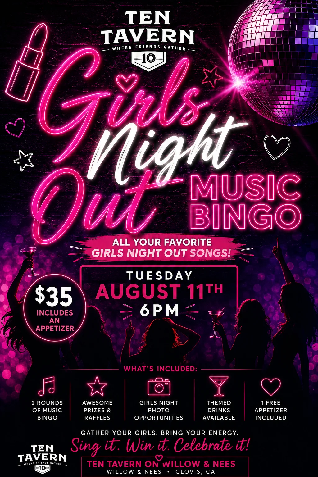 Girls Night Out Music Bingo