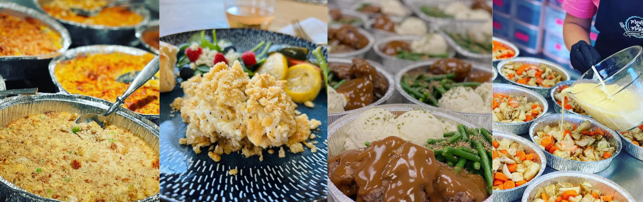 Comforting Southern casserole dishes in aluminum trays