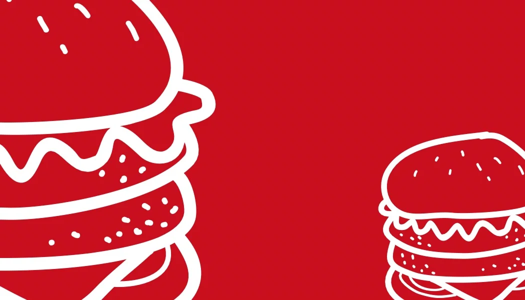 Illustration of classic American hamburgers on a red background