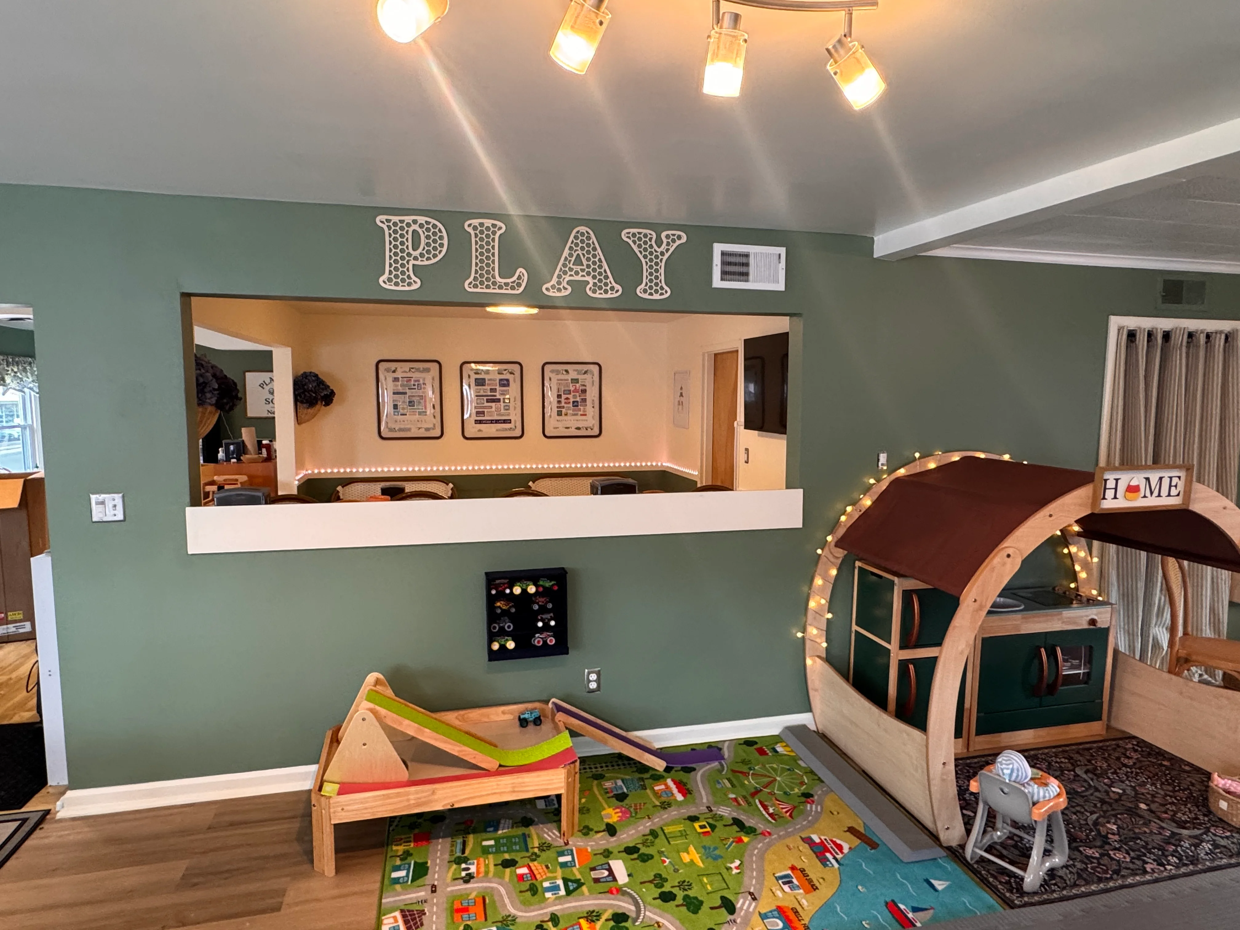 Bright playroom with toys and a cozy atmosphere