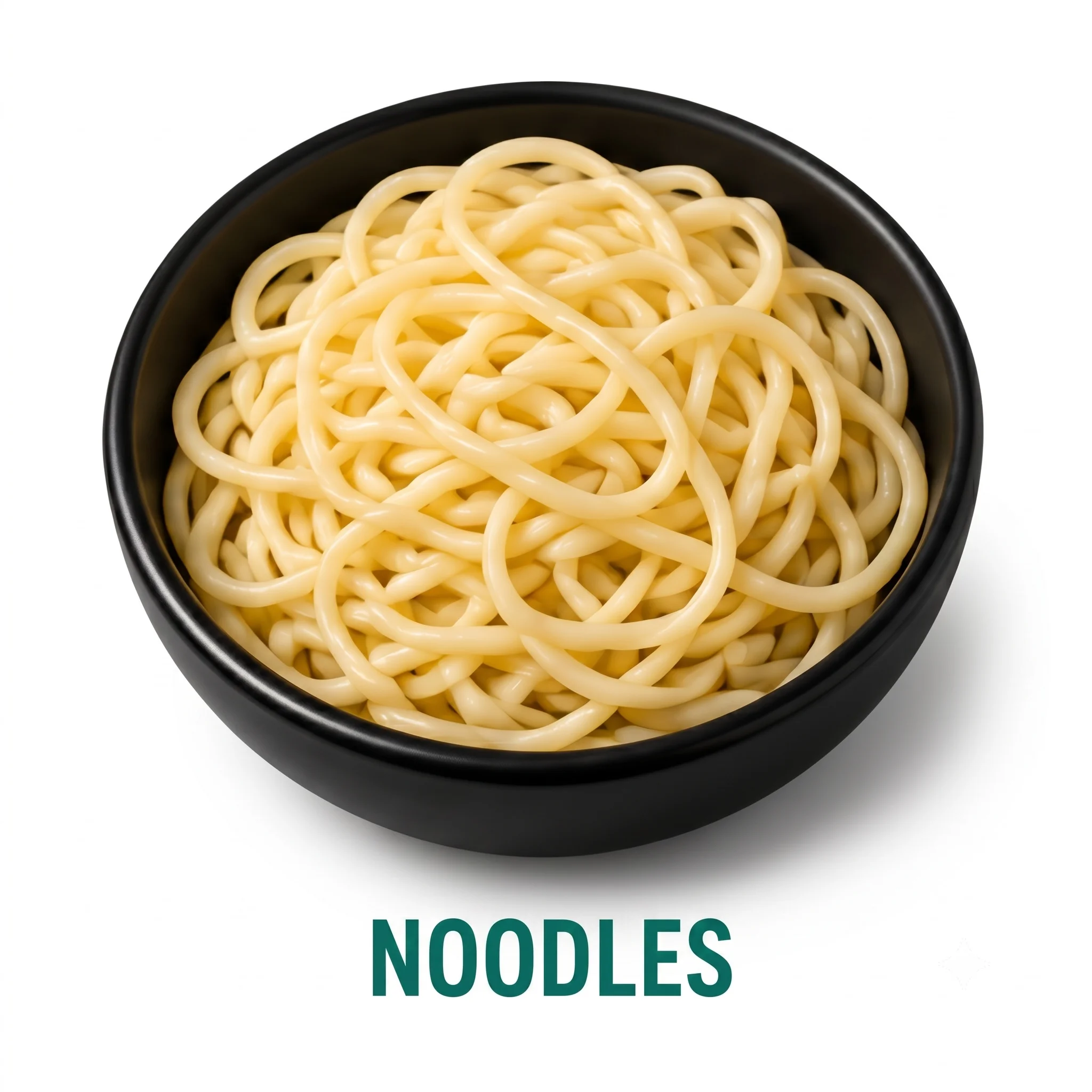 A bowl of noodles, showcasing a tangle of cooked pasta.