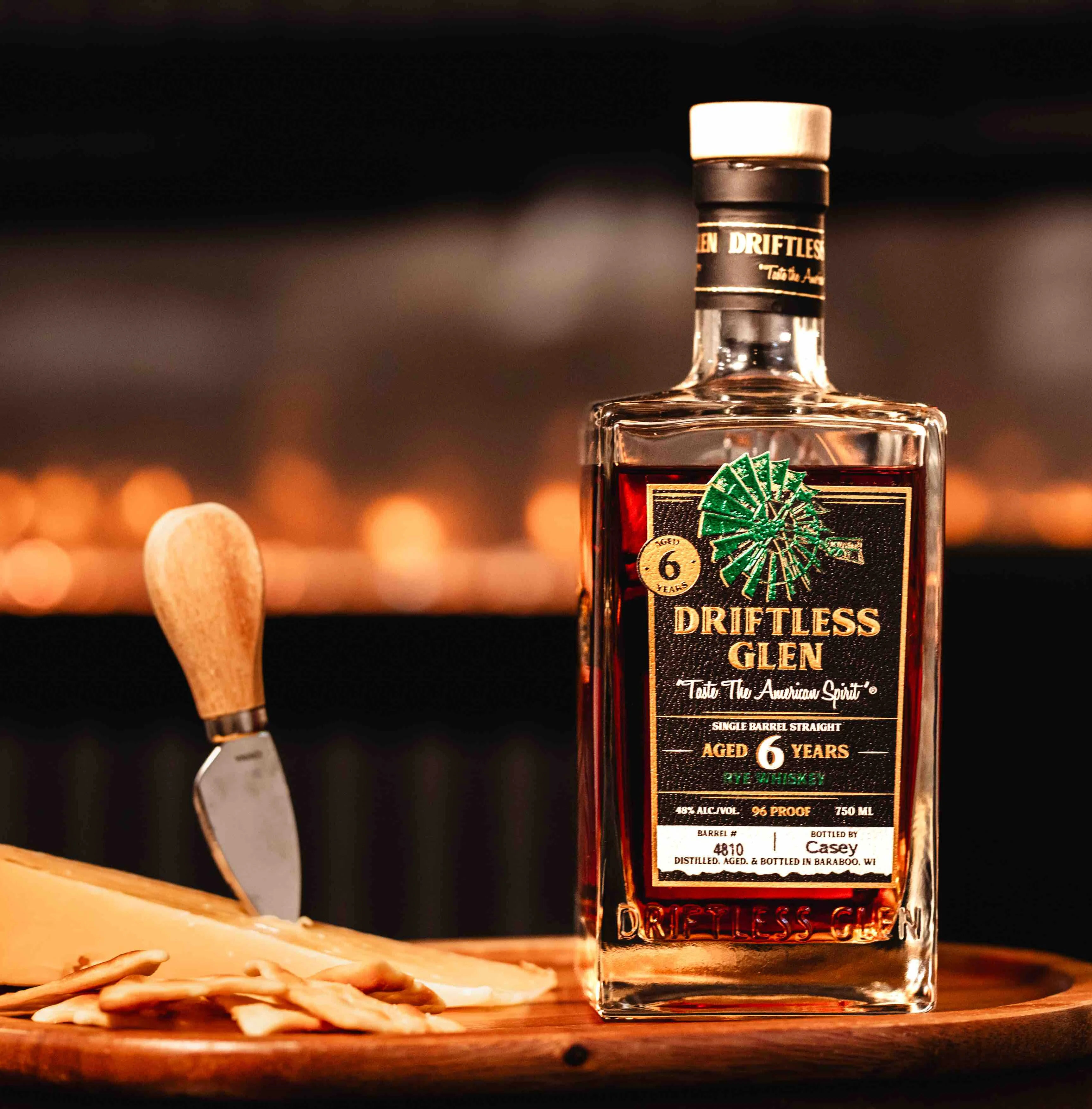 A bottle of Single Barrel Rye 96 Proof
