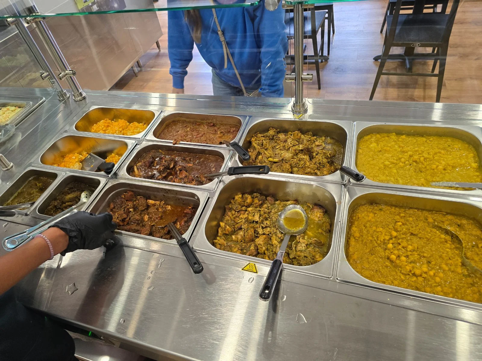 Caribbean buffet with assorted dishes and vibrant flavors