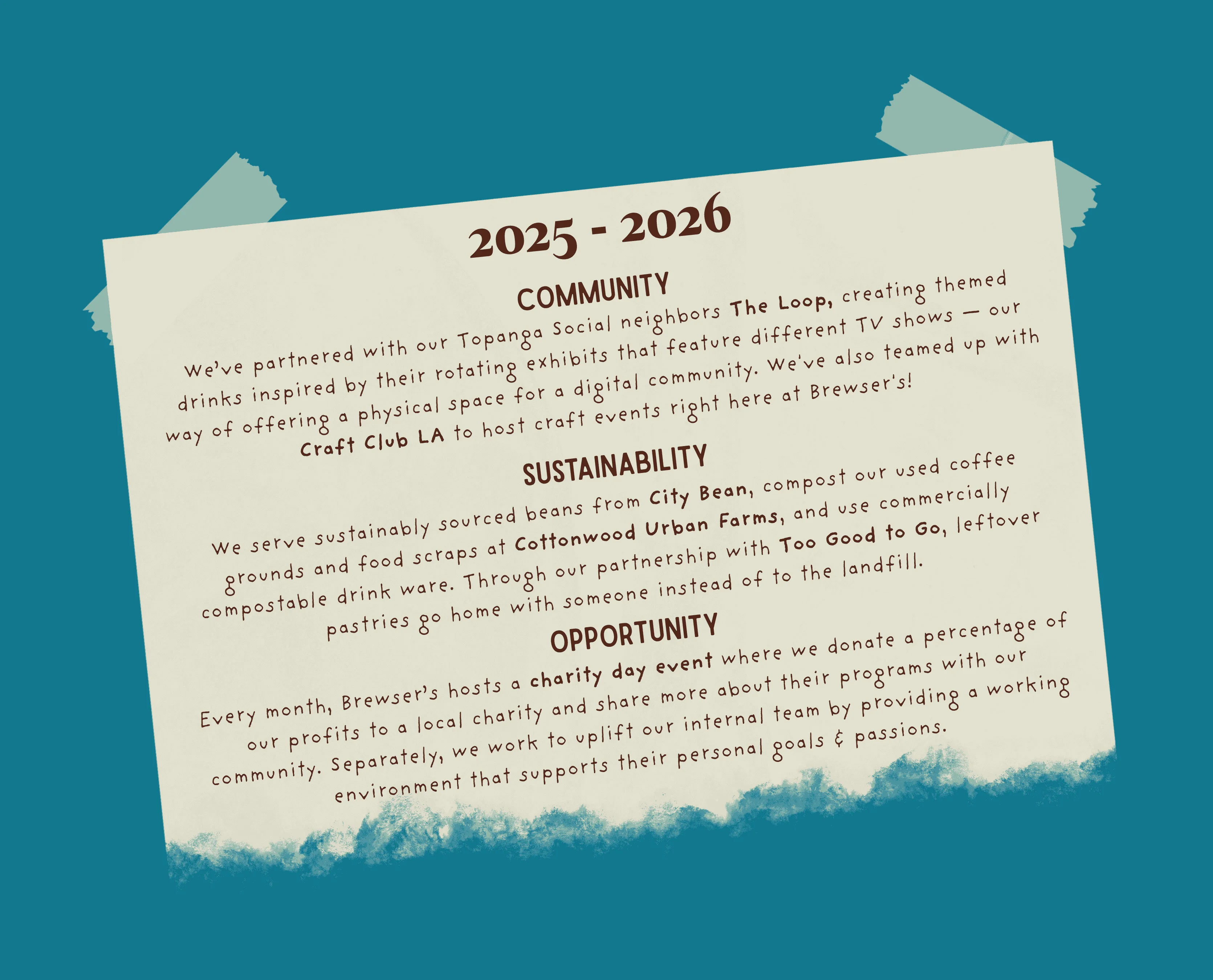 Community engagement and sustainability initiatives for a restaurant