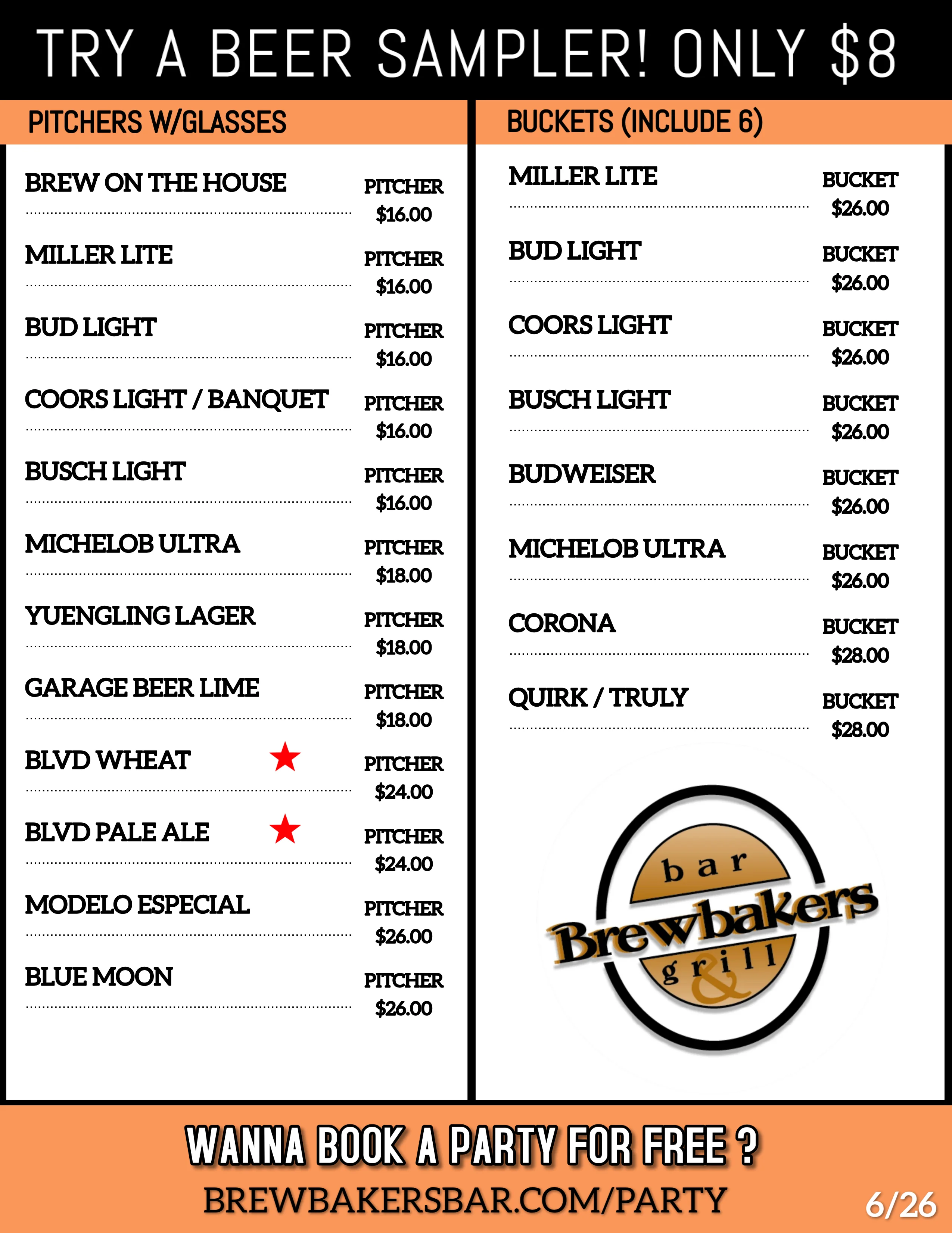 A detailed beer list featuring various craft beers and styles.