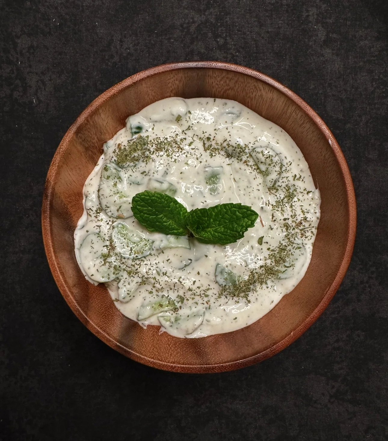 Refreshing Indian raita with cucumber and mint