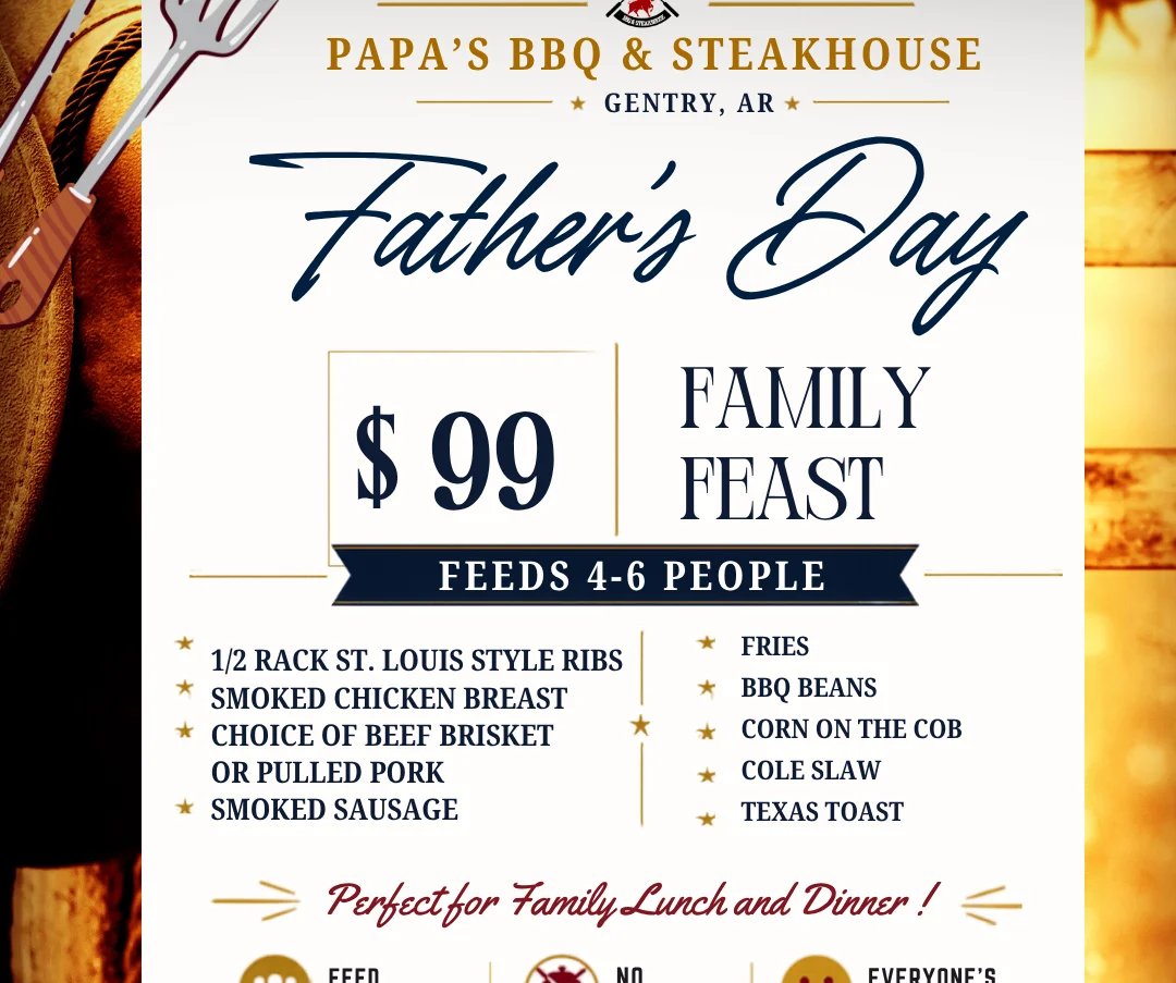 Father's Day family feast at a BBQ restaurant