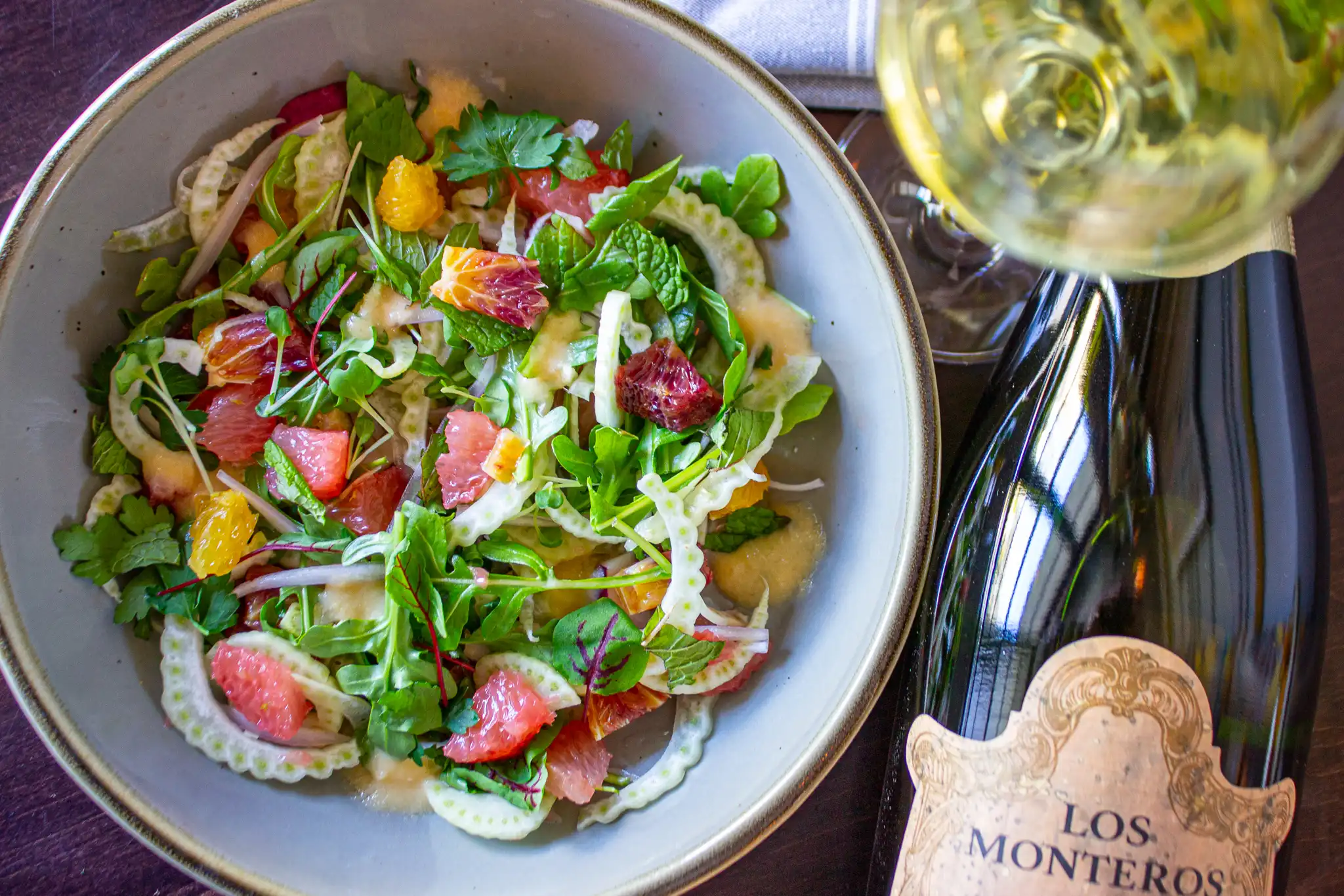 Salad downtown spartanburg wine drinks with friends 