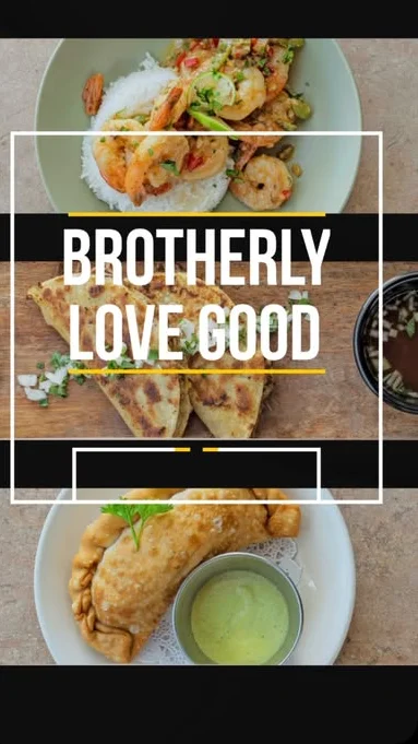 Delicious shrimp fried rice with savory empanadas and dipping sauce