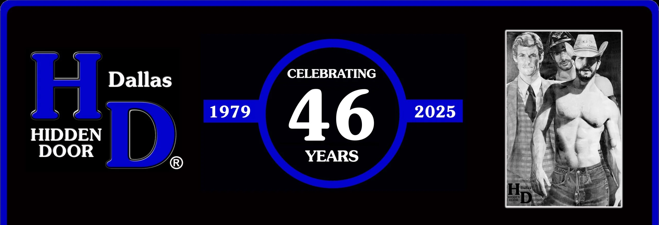 Promotional banner for Hidden Door bar celebrating 46 years in Dallas