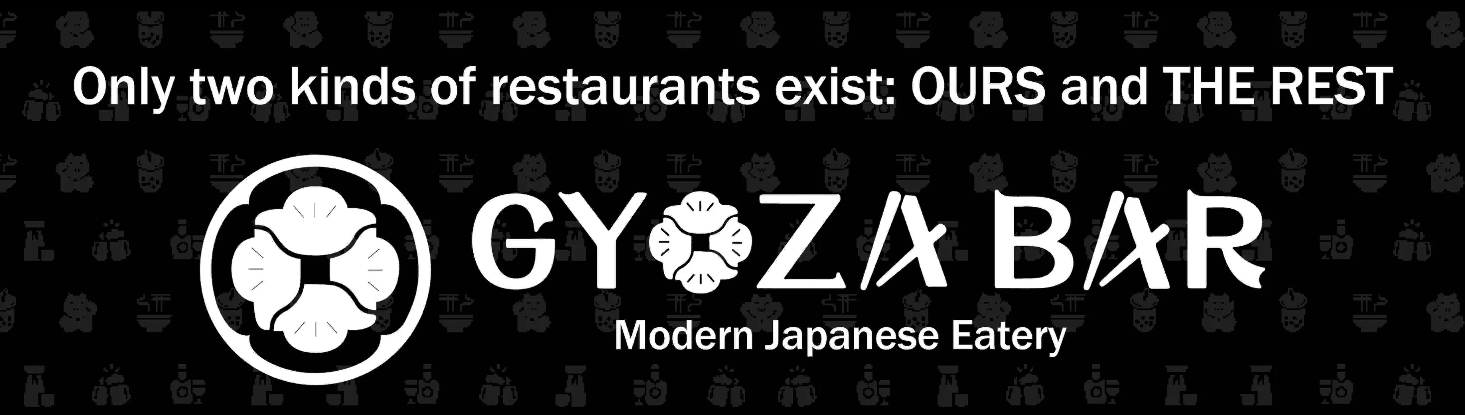 Modern Japanese eatery sign with gyoza theme
