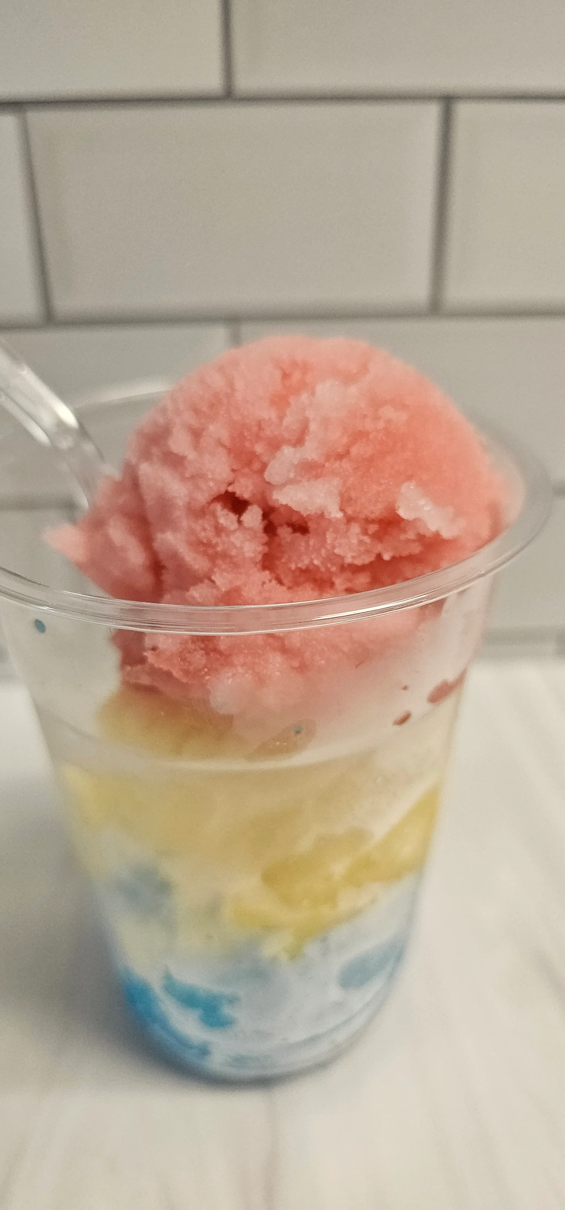 Colorful Italian granita in a clear cup