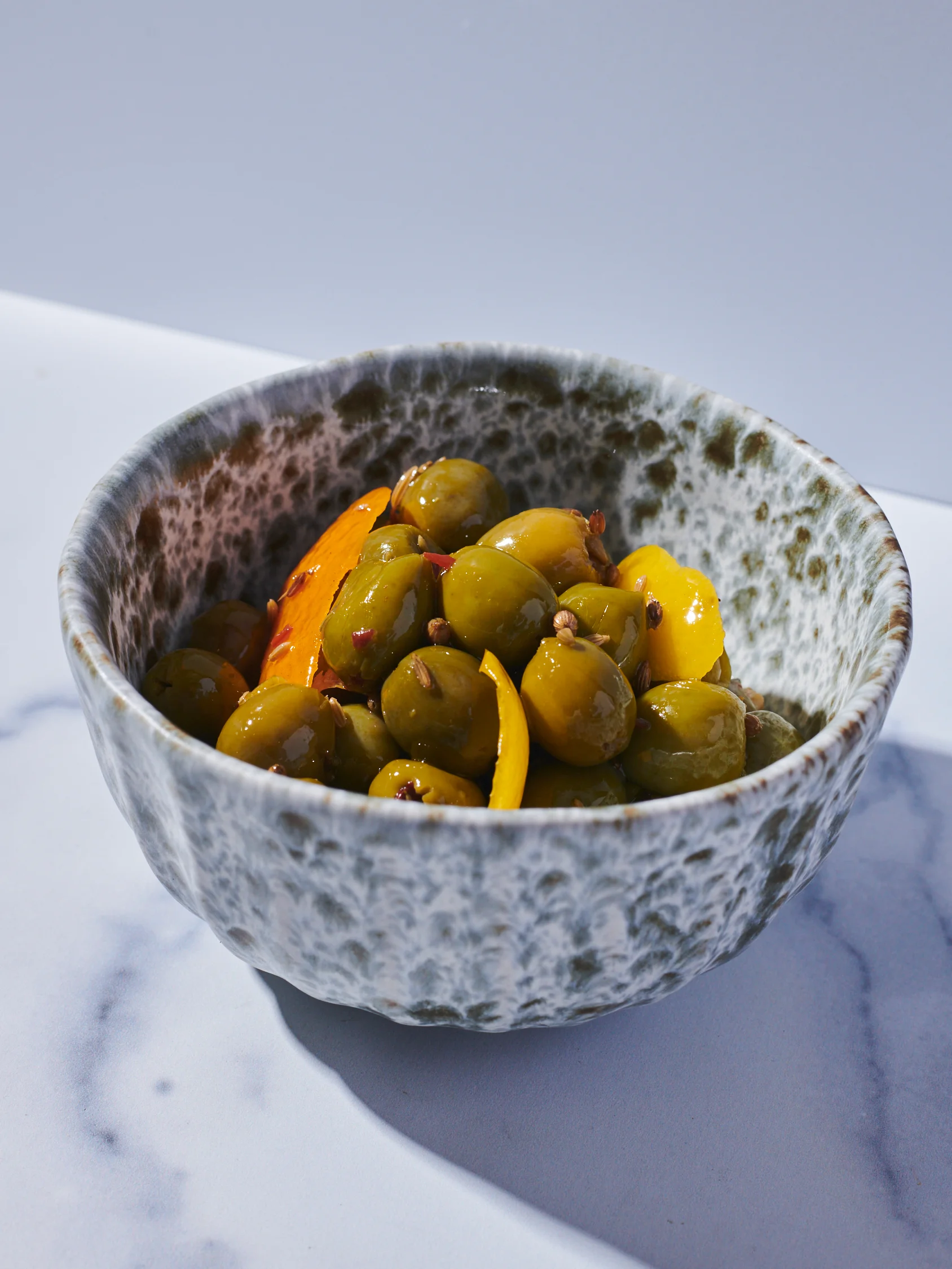 Mediterranean marinated olives with citrus