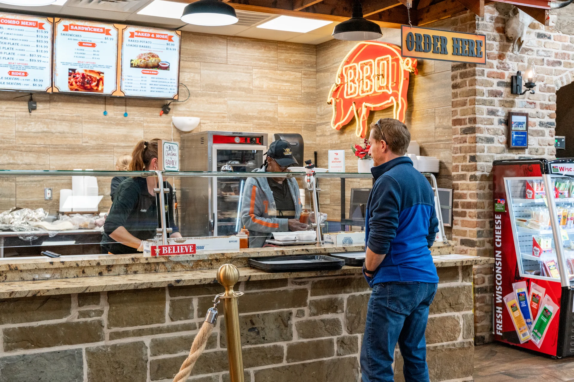 Customer ordering at the counter