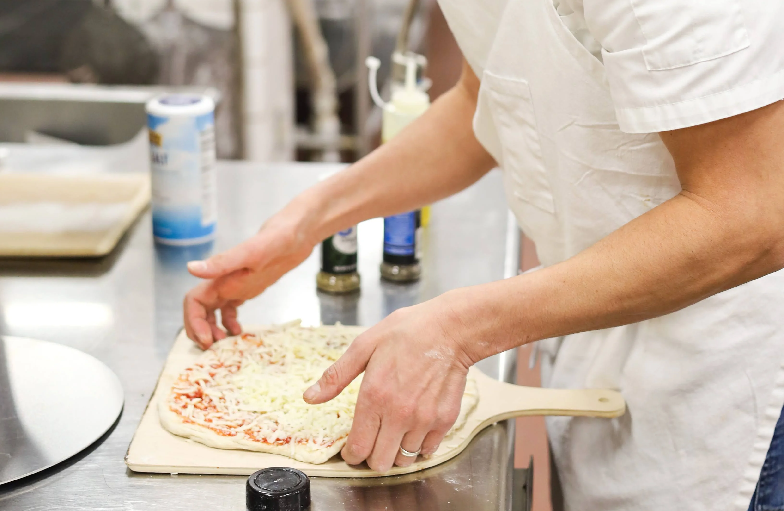 A restaurant chef preparing a dish