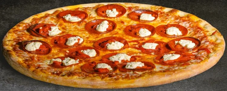 Pepperoni pizza with ricotta cheese