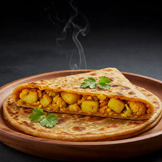 Aloo paratha served hot with steam rising