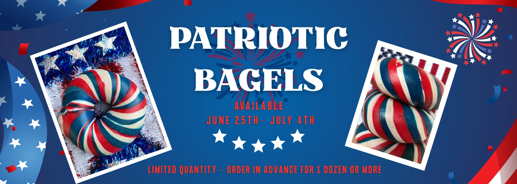 Colorful patriotic bagels for July 4th celebrations