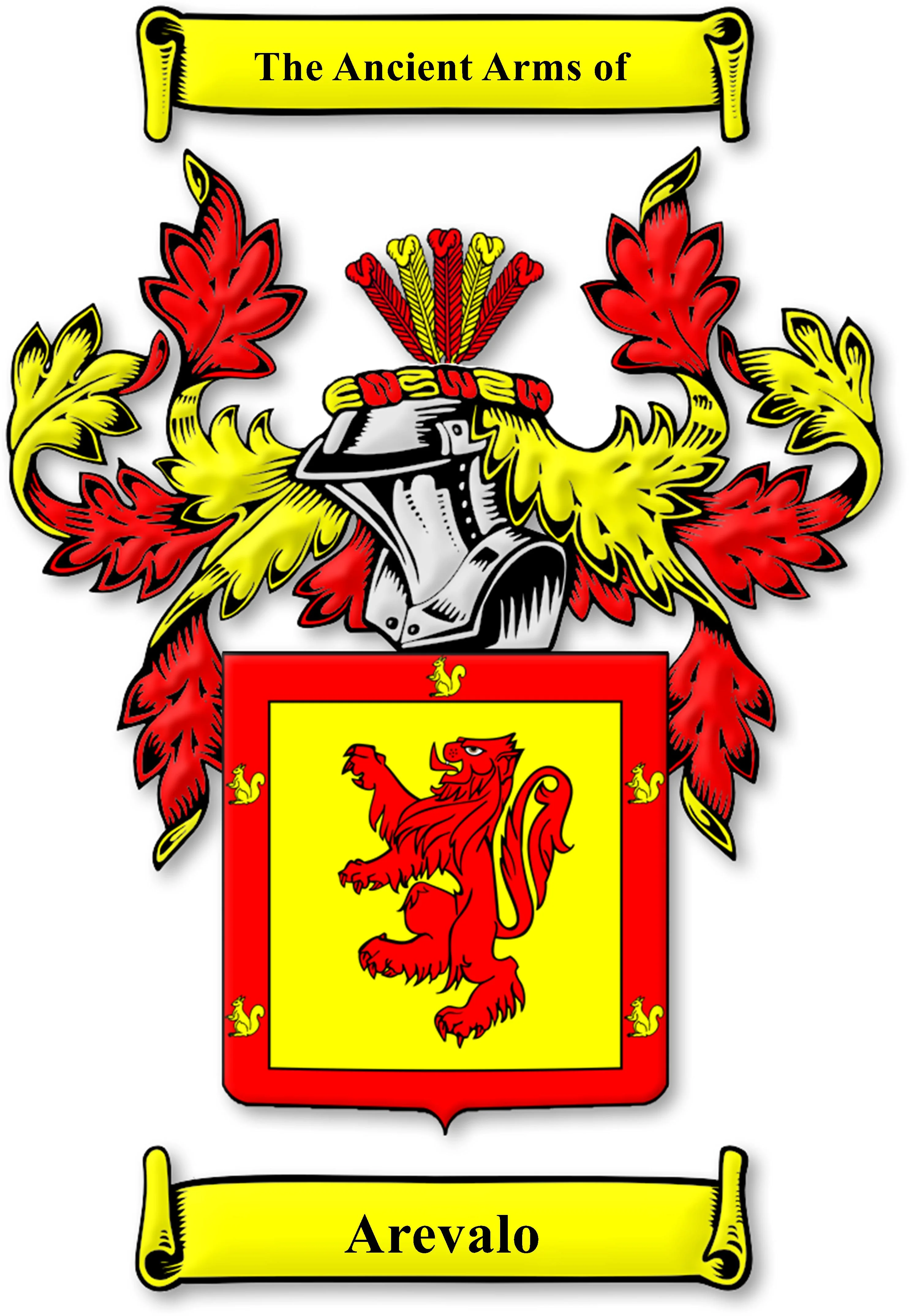 Heraldic coat of arms featuring a lion and ornate decorations