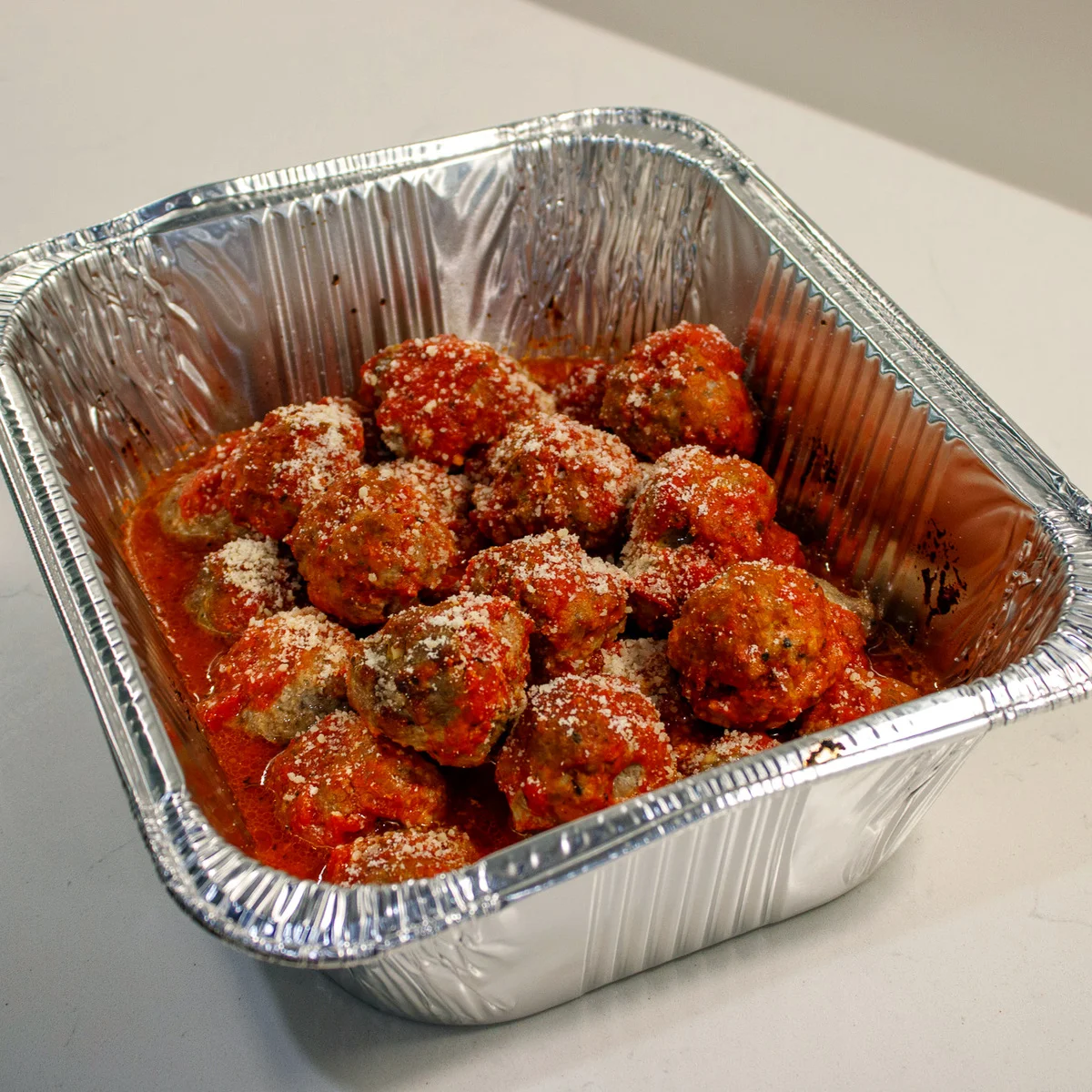 Meatballs and marinara catering tray
