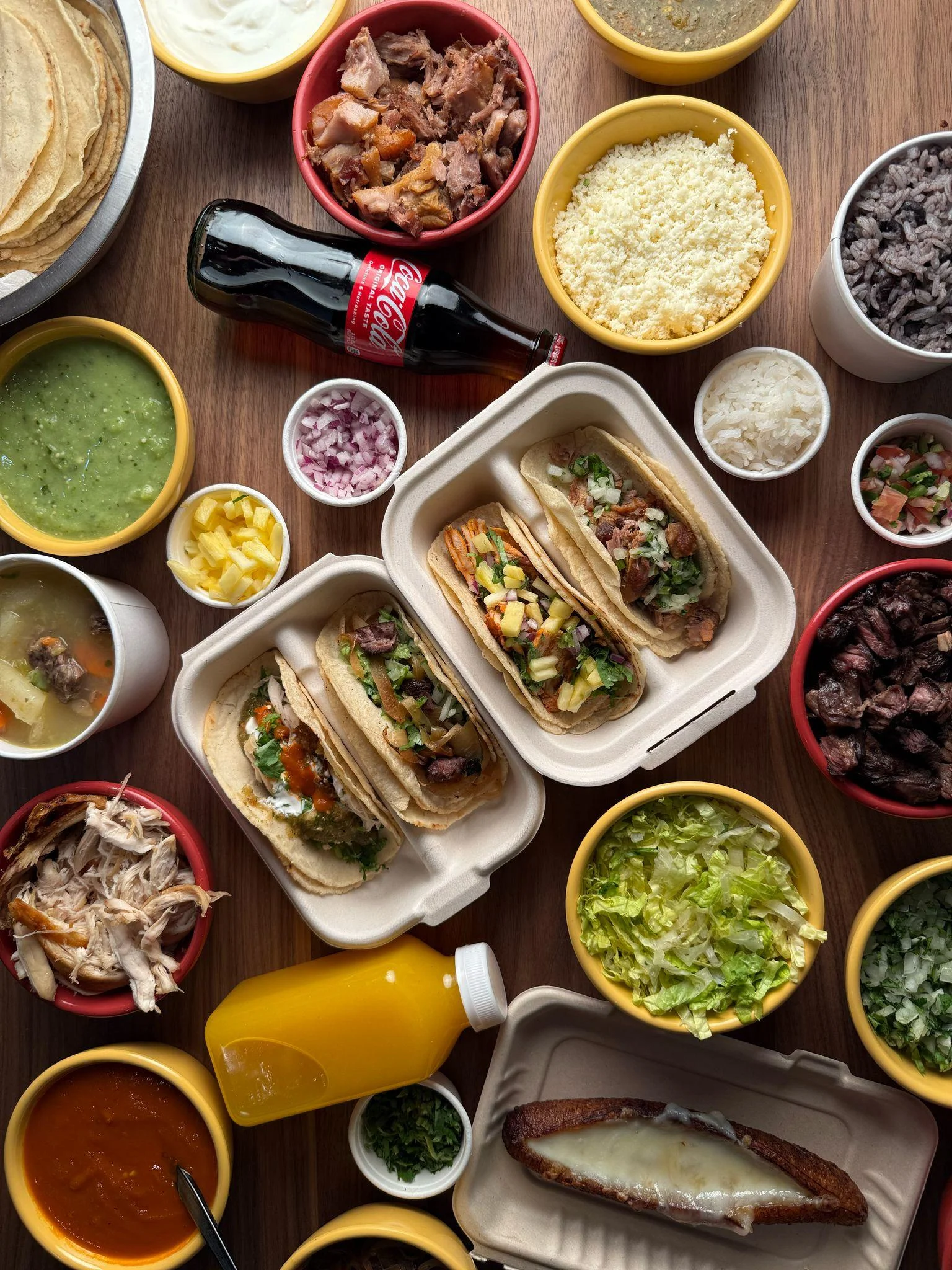 #5- 1 Taco & 1 arepa + soup, side, or drink