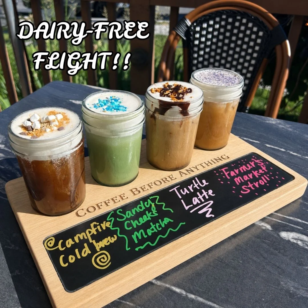 Dairy-free coffee flight with unique flavors