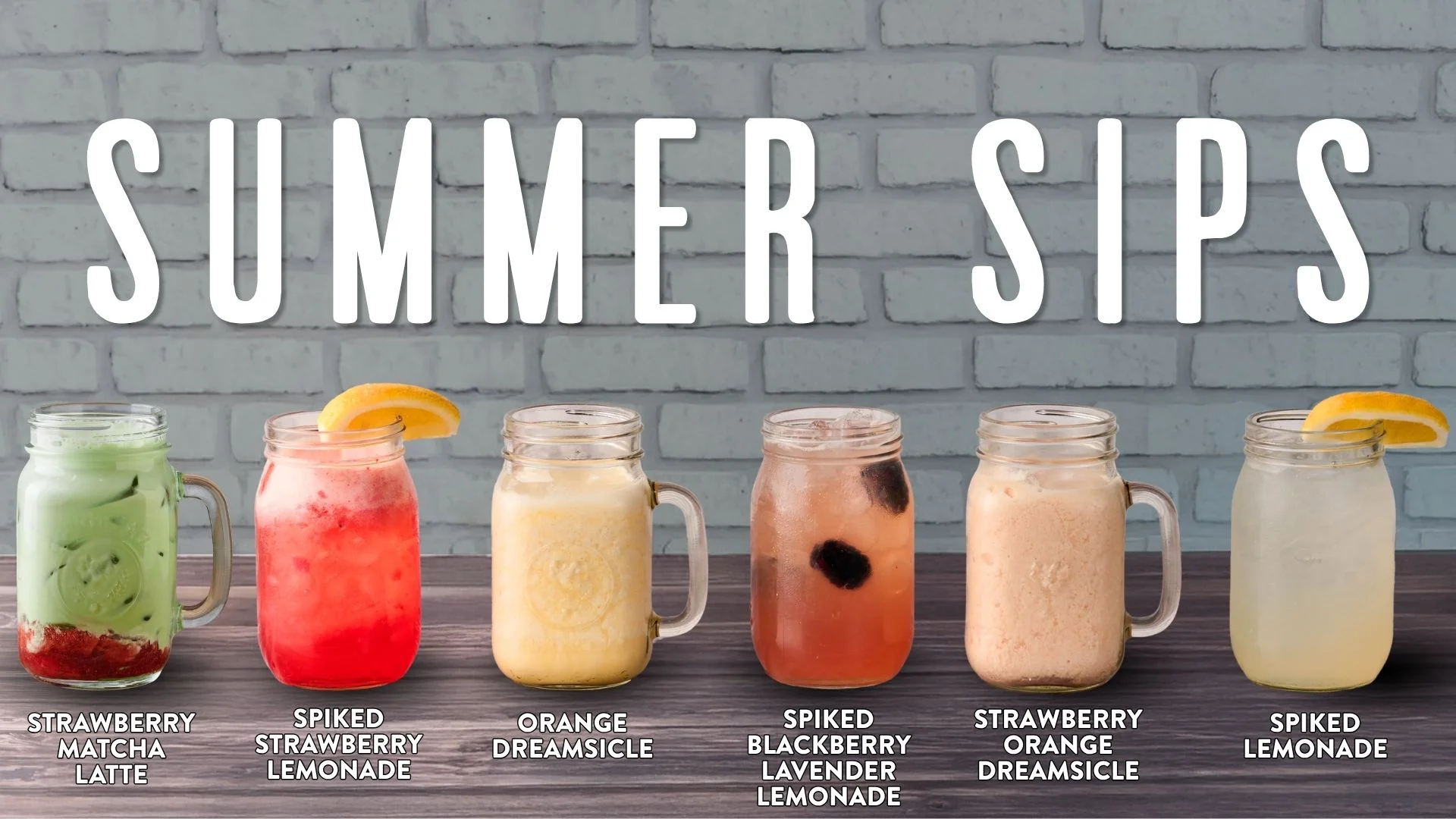 Colorful summer drinks lineup with vibrant flavors