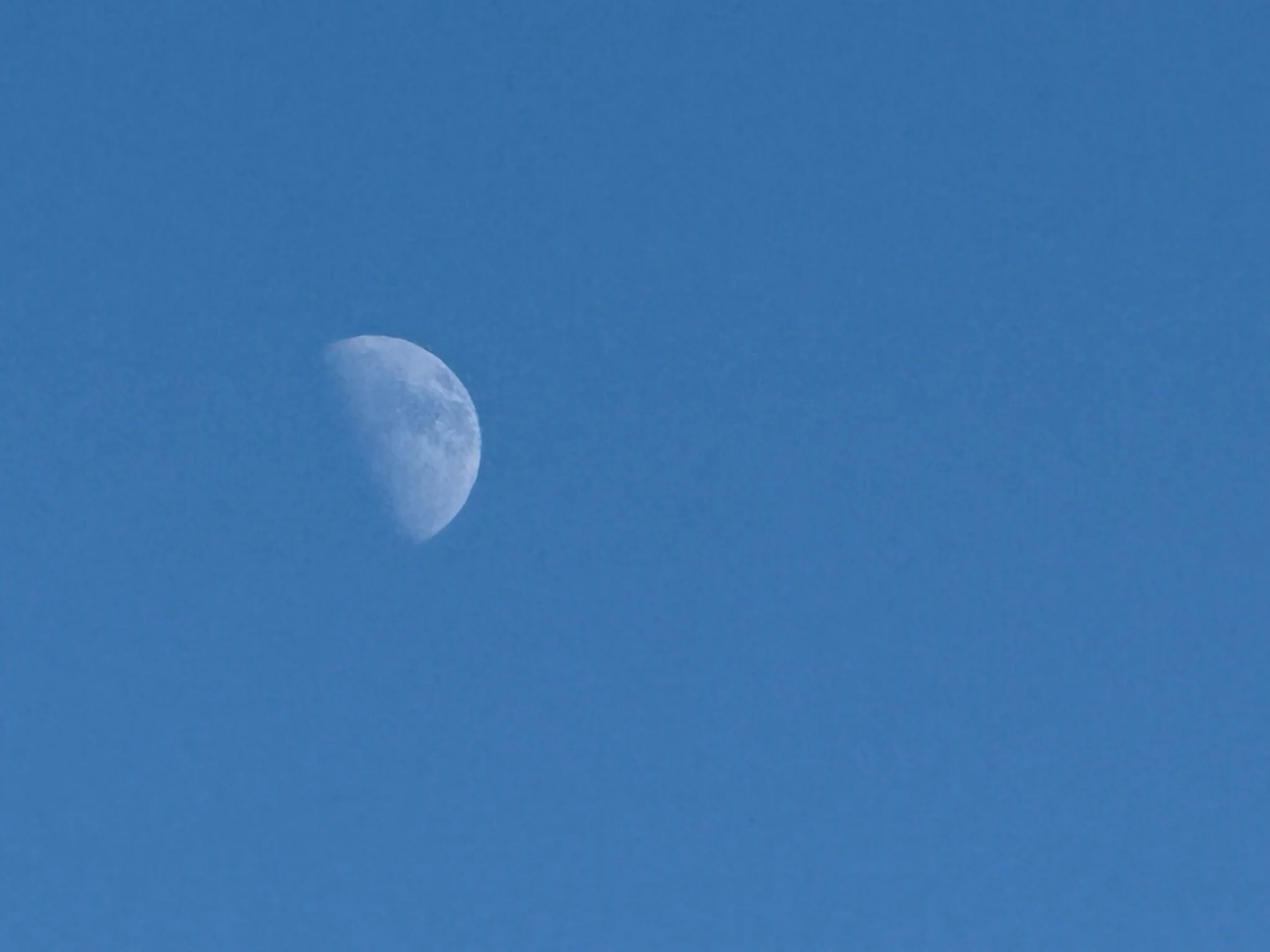 Crescent moon in a clear blue sky