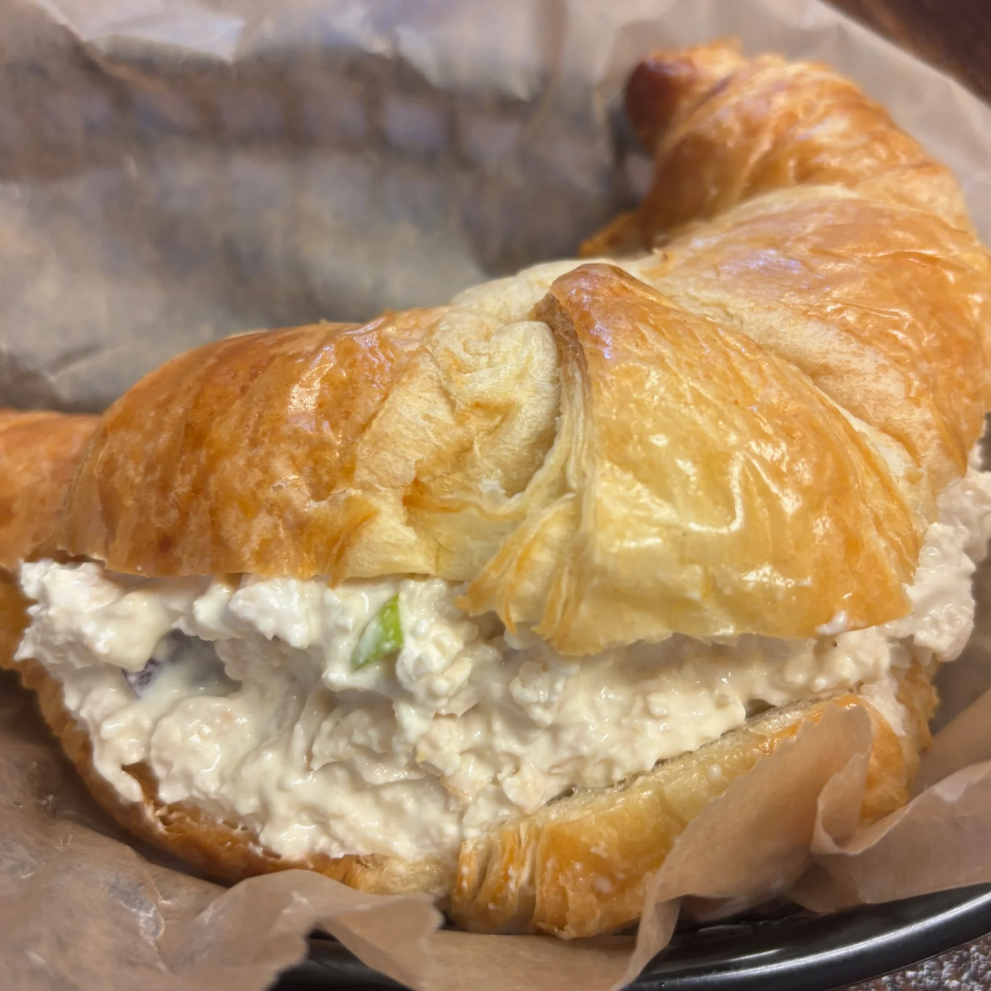Croissant sandwich with chicken salad filling