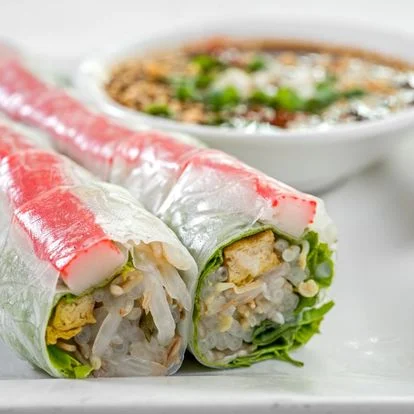 Vietnamese fresh spring rolls with dipping sauce