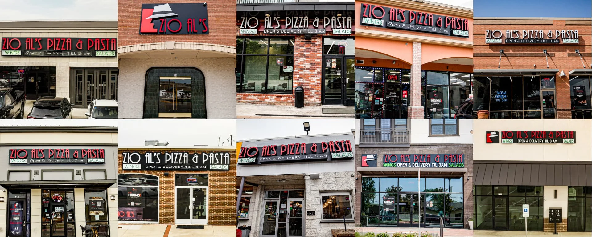 Zio Al's Pizza & Pasta restaurant storefronts in various locations