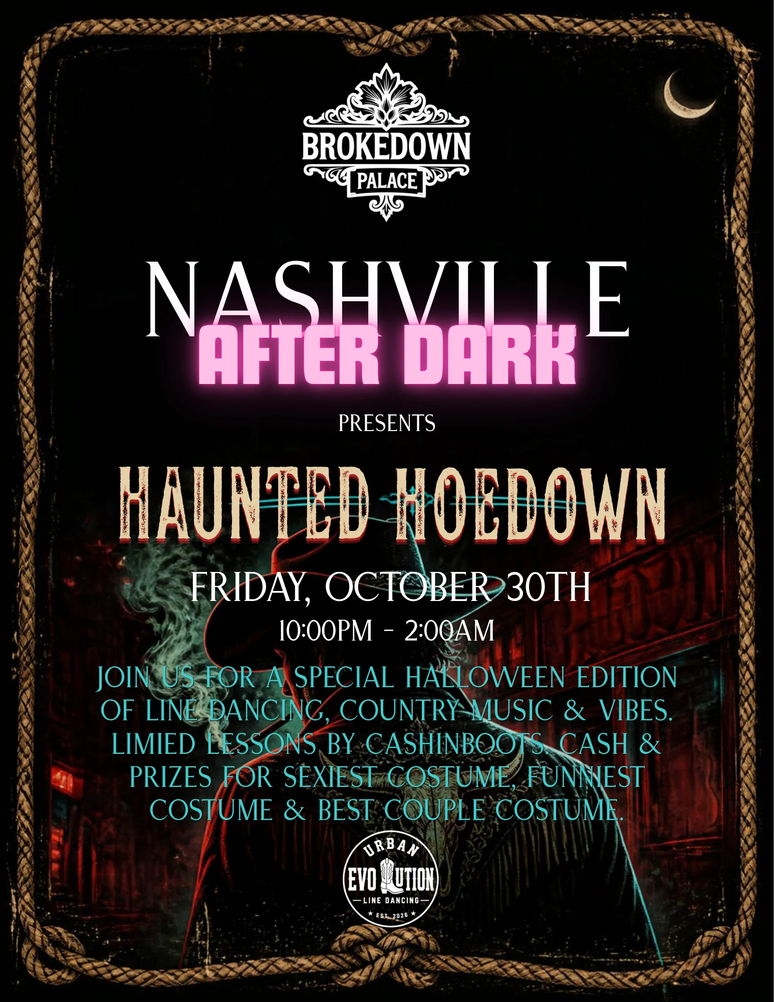 Promotional poster for Nashville's Haunted Hoedown Halloween event
