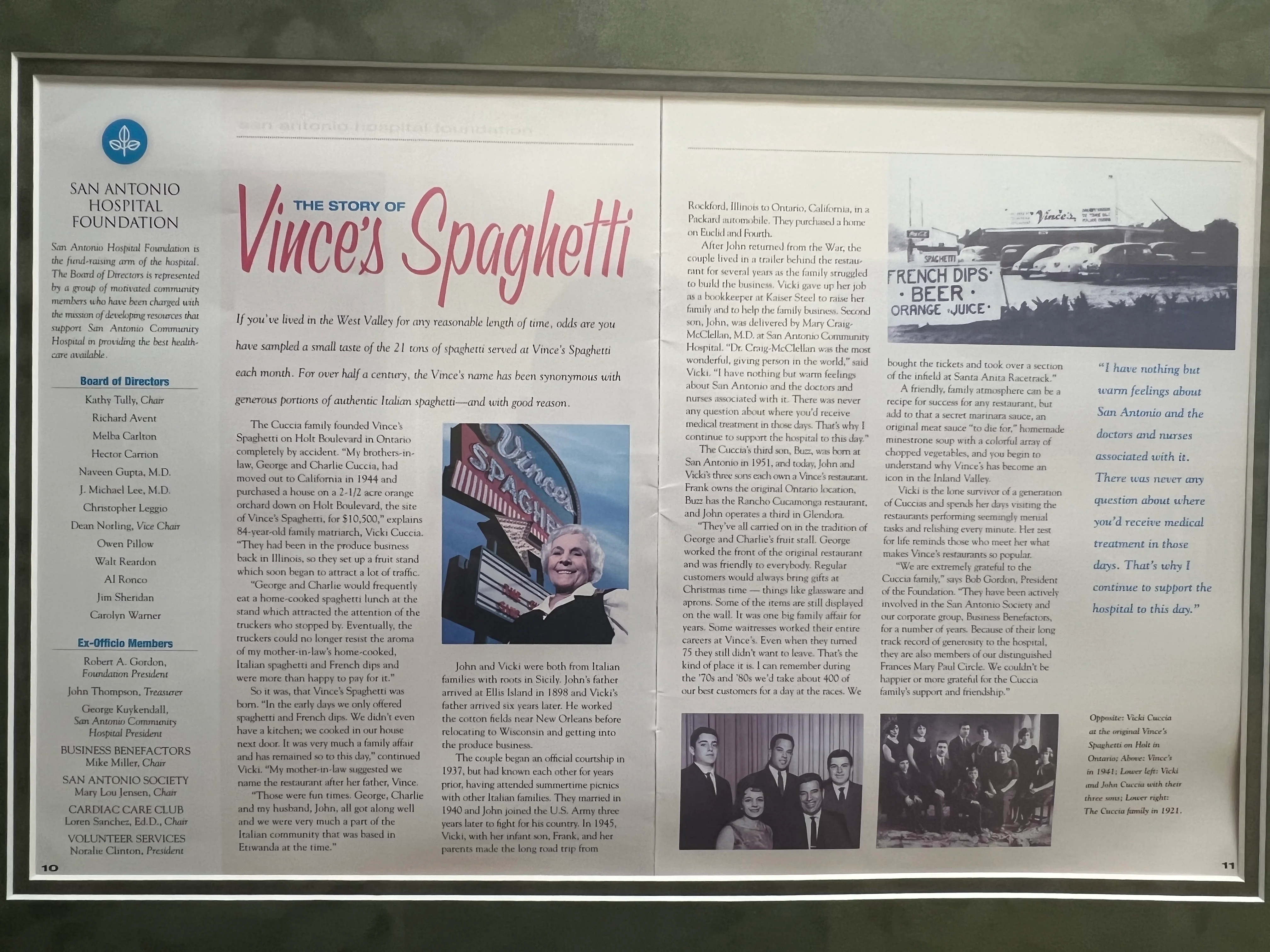 Vince's Spaghetti Express restaurant entrance with green awning