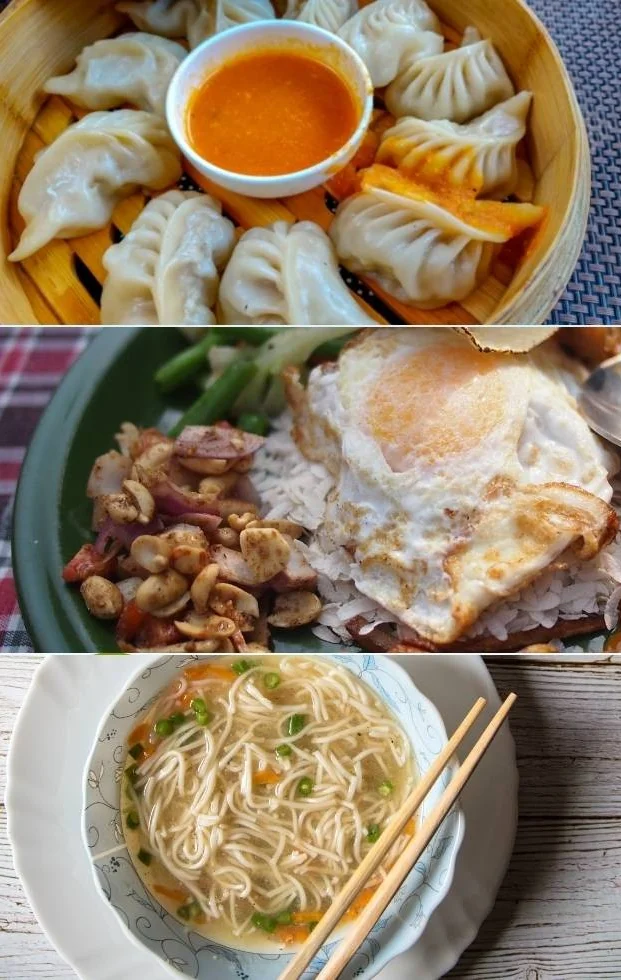 A variety of delicious dishes including dumplings, noodles, and rice.