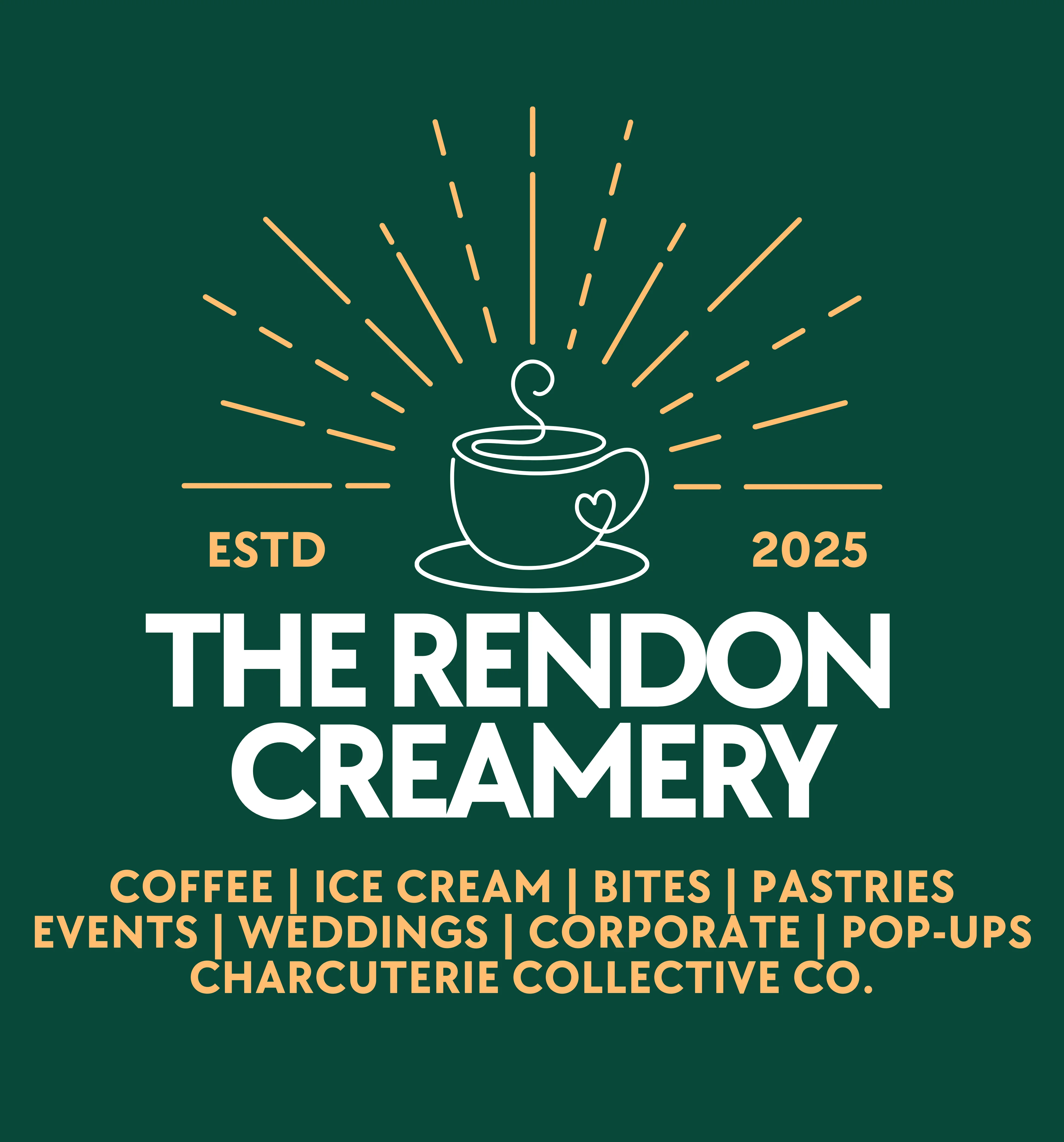 Coffee menu featuring espresso, lattes, and teas at a creamery